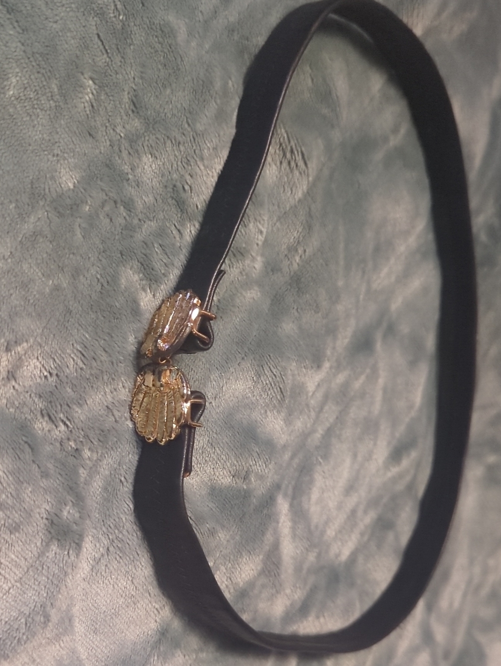 40-Black Velvet Belt with Gold Clasp. Small size. Pre-loved.